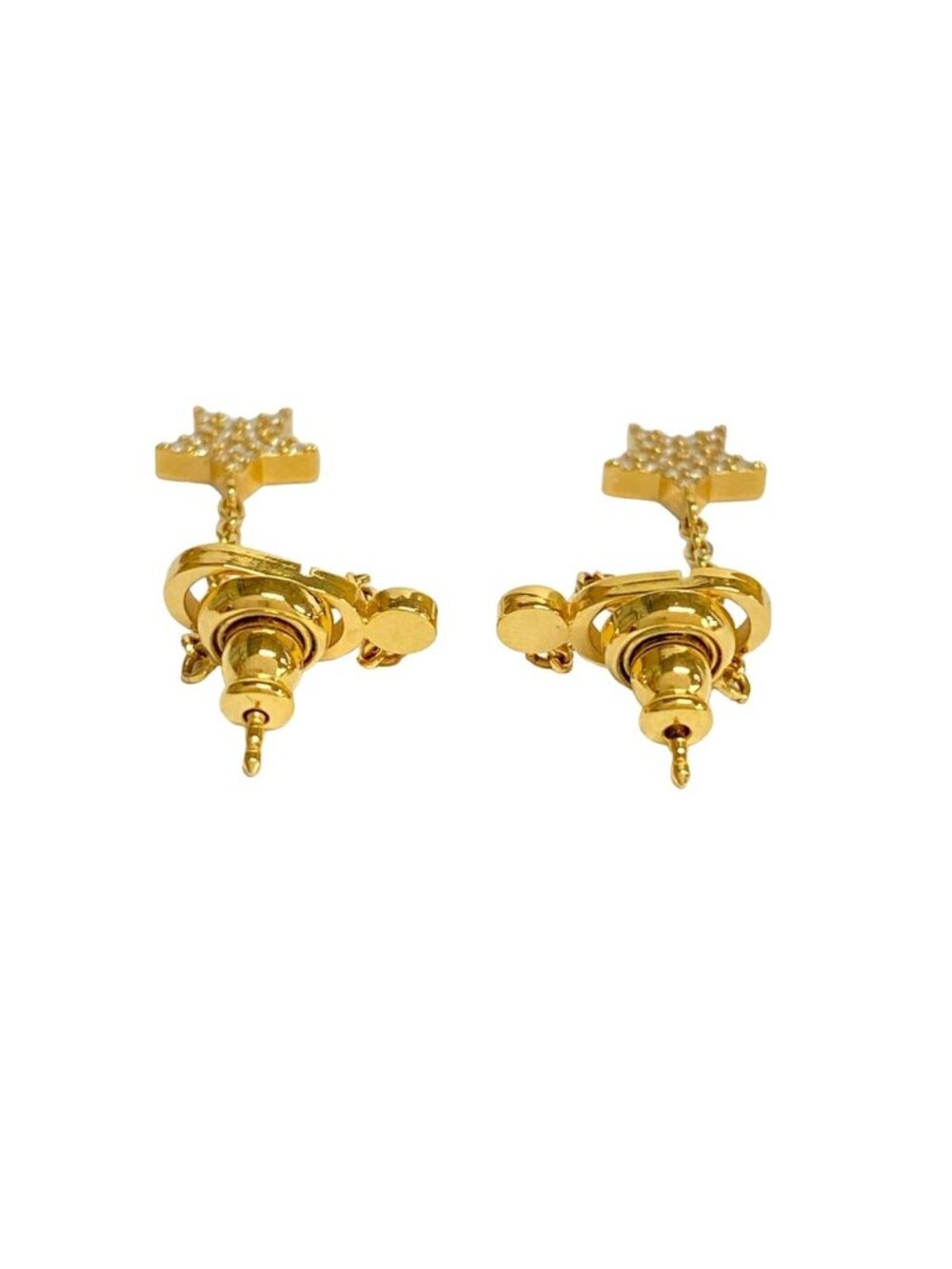 Dior Earrings Petit CD Gold Clear Star - Picture 2 of 3